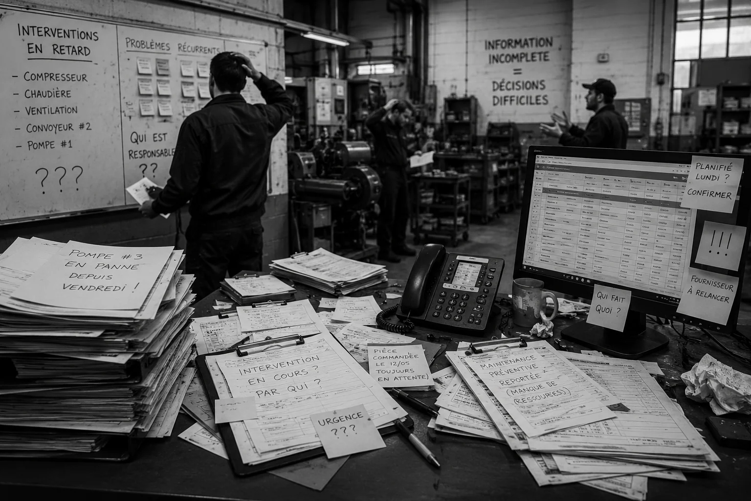 Organisation maintenance désordonnée sans logiciel GMAO