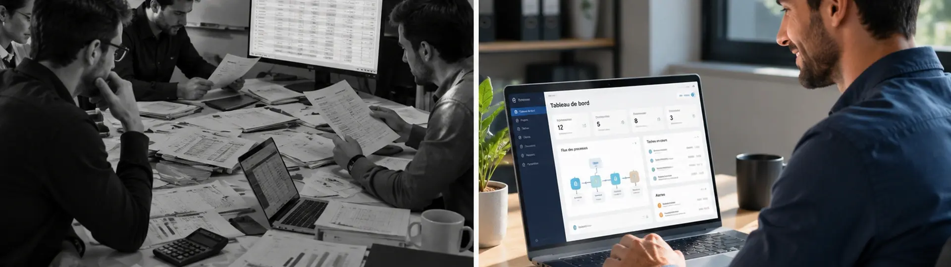 Automatisation des processus métier transformant un travail manuel fragmenté en flux piloté par une application