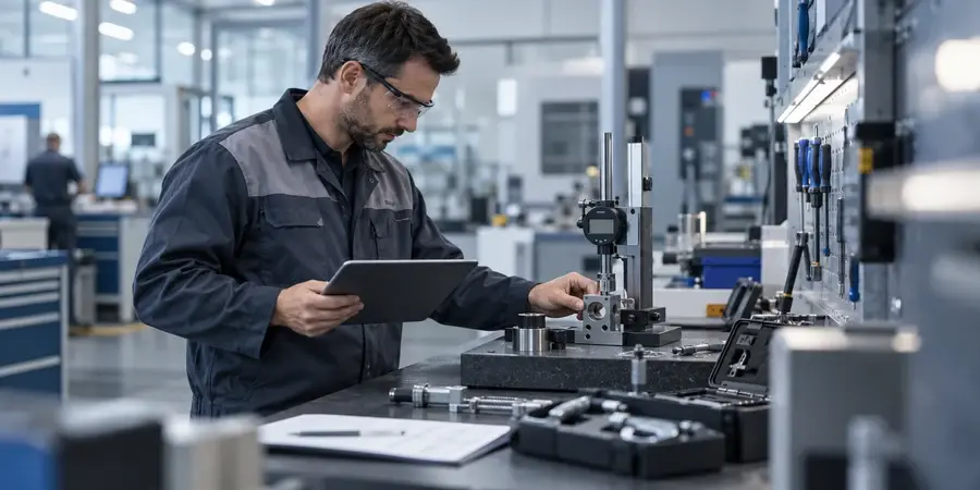 Technicien consultant le suivi des interventions sur des appareils de mesure