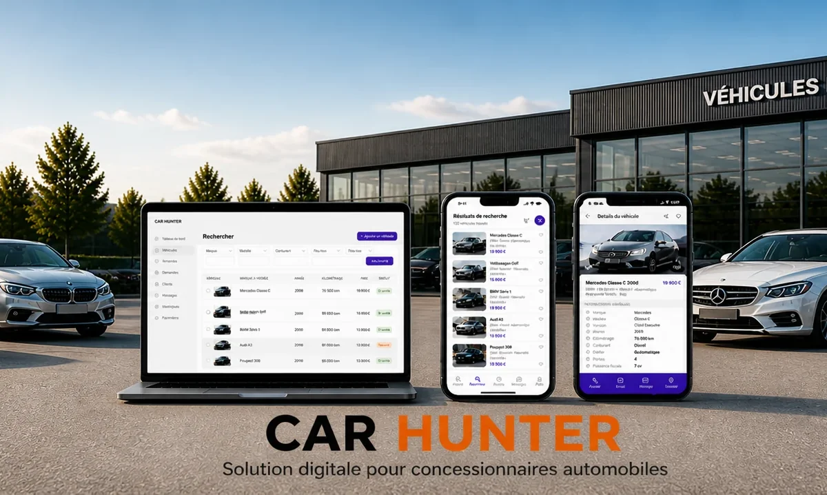 Illustration du projet Car Hunter – développement d'application sur mesure